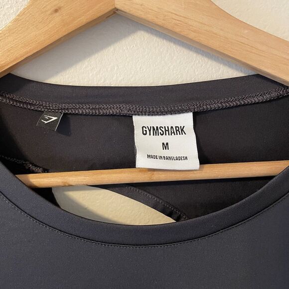 Gymshark Studio 3/4 Sleeve Back Cutout Black  Workout Top M Athletic Women’s - Picture 2 of 5